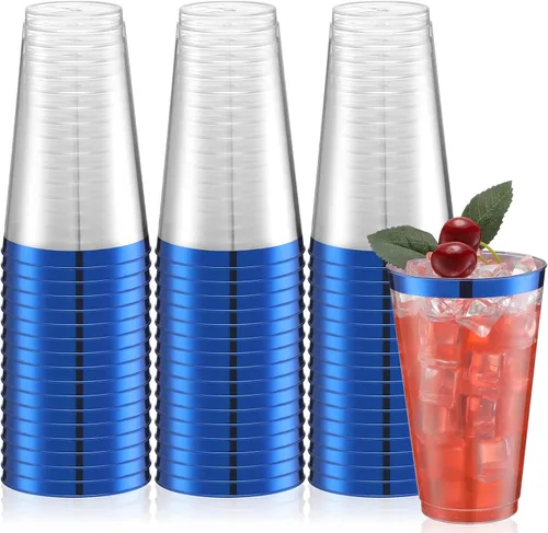 Miniatura 9 de Norme 50 vasos de graduación negros de 16 onzas desechables de plástico para fiestas, vasos de vino para fiestas, vasos antiguos para café, boda