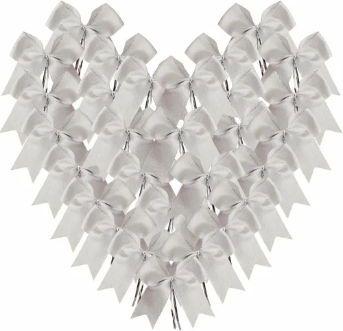 36 lazos plateados metálicos de 4-1/2 pulgadas con lazos giratorios para envolver regalos, embalaje, decoración de Navidad (4.5 pulgadas, plateado)