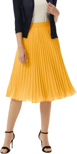 Miniatura 59 de GRACE KARIN - Falda plisada de gasa para mujer, con cintura alta y elástica, vuelo, corte acampanado y longitud por debajo de la rodilla