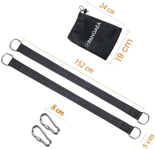 Miniatura 4 de Kit de correas colgantes para columpio de árbol, resistente soporta 2200 libras, 5 pies, extra largo, con mosquetones de bloqueo más seguro y bolsa