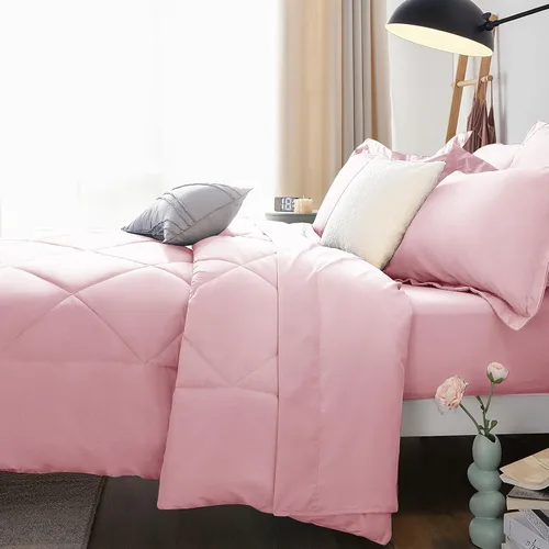 Miniatura 73 de CozyLux Juego de edredón tamaño King, color naranja quemado, toda la ropa de cama en una sola bolsa, 7 piezas: edredón, fundas de almohada