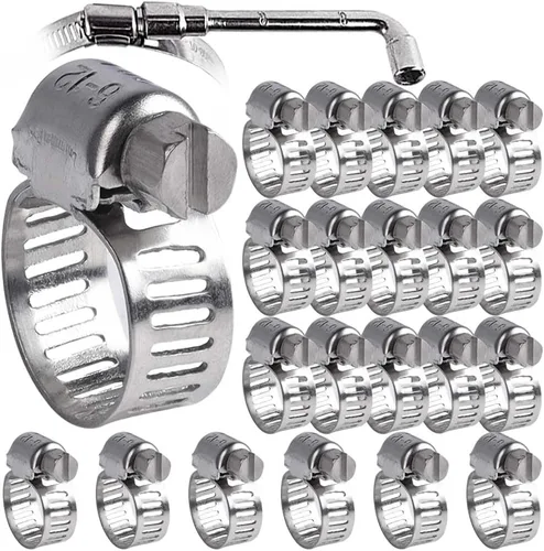 Miniatura 7 de Paquete de 30 abrazaderas de manguera de acero inoxidable – Abrazadera de línea de combustible de metal ajustable de 1/4 pulgadas ~ 1/2 pulgadas