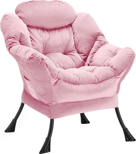 Miniatura 14 de Youtanic - Silla de Tela de Terciopelo Grueso y Acolchado, Cómoda Silla de Estar Contemporánea con Marco Estable, Sillón de Sofá de Ocio
