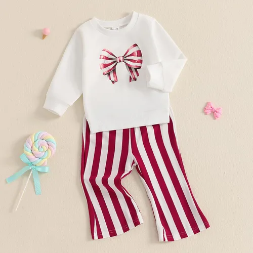 Miniatura 52 de Kaipiclos Ropa occidental para bebé niña, con lindo estampado con volantes, manga larga, pantalones para otoño e invierno, trajes de vaquera