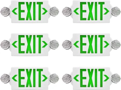 Combo de luz LED de emergencia y señal de salida, señal de salida verde, luz de salida de emergencia certificada UL, lámparas ajustables con batería