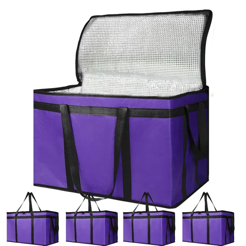 Miniatura 15 de Bodaon - Paquete de 5 bolsas aisladas para entrega de alimentos para comidas frías y calientes, tamaño XXXL, bolsa aislada para catering, bolsa