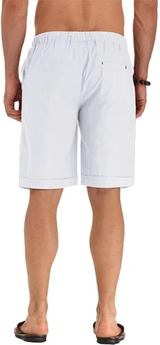 Miniatura 60 de Sailwind Pantalones cortos de lino para hombre, pantalones cortos casuales de playa con cordón