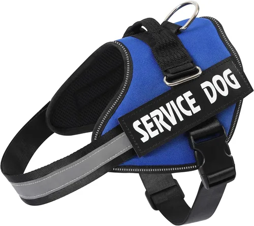 Miniatura 13 de MUMUPET - Arnés para perro de servicio con seguridad reflectante 3M, fácil de ajustar y diseño sin tirones - Mango de nailon transpirable para Rosa