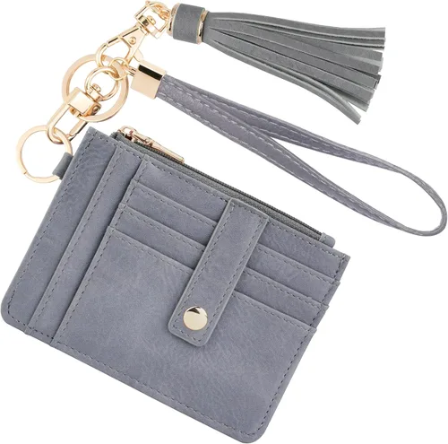 Miniatura 20 de KNGITRYI Billeteras pequeñas de pulsera para mujer RFID para tarjetas de crédito, cartera con llavero, cartera para tarjetas de crédito