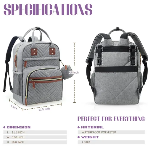 Miniatura 6 de Tuwubi Mochila para pañales, bolsa de viaje Baby Essentials, mochilas impermeables multifunción, artículos esenciales de viaje con correas para Gris