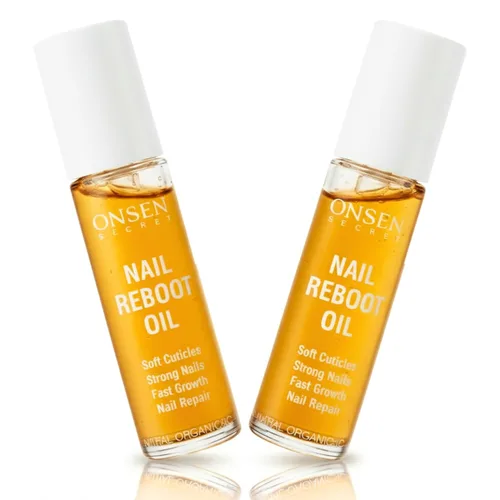 Onsen Secret Aceite de reparación de uñas y cutículas (2 x 0.3 fl oz), fórmula de aceite seco, tsubaki japonés, árbol de té y jojoba, fortalece las