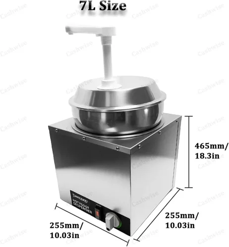 Miniatura 6 de Dispensador de queso nacho con bomba, calentador de temperatura ajustable, chocolate caliente comercial, calentador eléctrico de mantequilla de maní