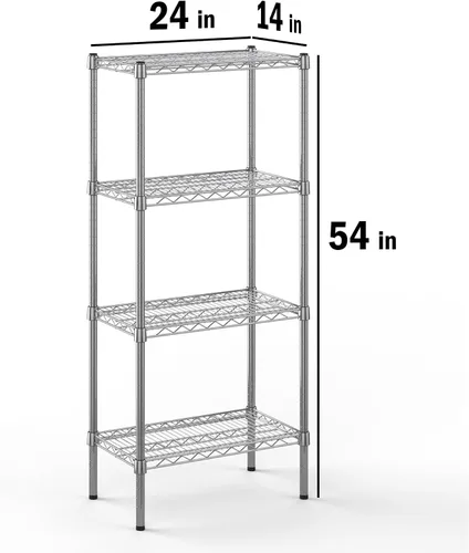 Miniatura 2 de Kit de estantería de alambre cromado de 4 niveles de 14 pulgadas de profundidad x 24 pulgadas de ancho x 54 pulgadas de alto Unidad de estante