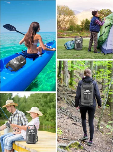 Miniatura 6 de HEETA Bolsa Seca Impermeable para Mujeres y Hombres, 5L/10L/20L/30L/40L Tapa Enrollable Bolsa de Almacenamiento Seca Ligera Mochila con Funda