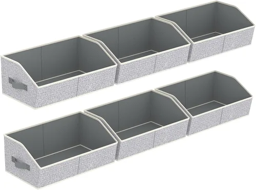 Miniatura 49 de Homsorout Organizador trapezoidal para armario, cestas grandes para organizar, caja de almacenamiento de tela para estantes, cubos de almacenamiento