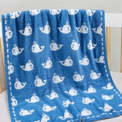 Kid Nation Manta de bebé niño de 40 x 30 pulgadas, suave manta de felpa para cuna, manta para cochecito de bebé, bebé Delfín azul