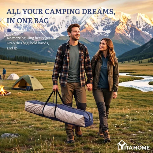 Miniatura 8 de YITAHOME Gazebo de campamento de 12 x 12 pies, toldo portátil desplegable para exteriores, tienda de campaña con pantalla de 6 caras con ventanas