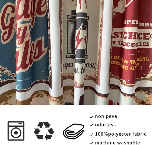 Miniatura 6 de Cortina de ducha para coche, estilo retro de los años 50, accesorios de coche antiguos, póster de reparación estadounidense, letra, decoración