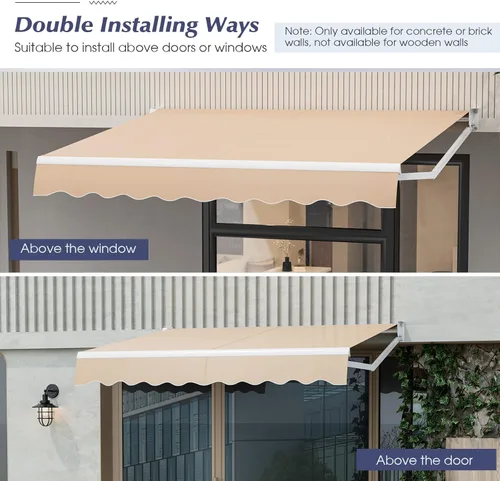 Miniatura 5 de Giantex Toldo retráctil para patio – Refugio solar de 10 x 8.2 pies con manivela manual fácil, estructura de metal resistente, toldo exterior