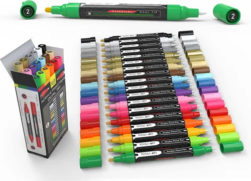 Miniatura 11 de Marcadores acrílicos, bolígrafos de pintura surtidos para pintura en roca, lienzo, vidrio, tazas, madera, cerámica, tela, metal, álbumes