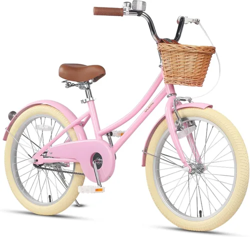 Miniatura 29 de Glerc Little Molly - Bicicleta de crucero retro para niños de 2 a 13 años de edad con cesta de mimbre y ruedas de entrenamiento/soporte, varios