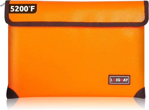 Miniatura 11 de Bolsa de documentos ignífuga, con aislamiento térmico de 5200 °F, bolsa impermeable ignífuga con cremallera, 8 capas de materiales funcionales