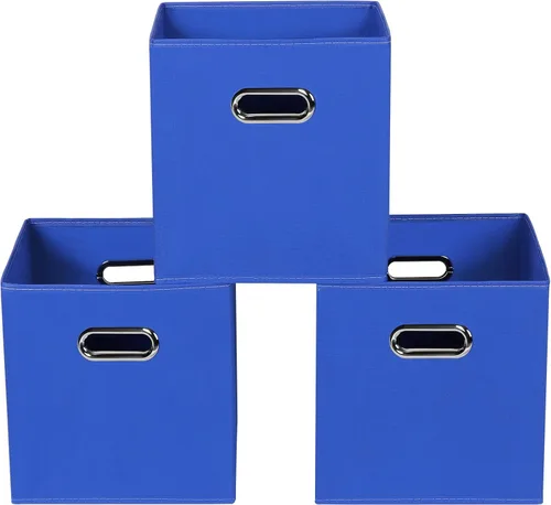Miniatura 10 de Contenedores de almacenamiento de tela, organizadores de tela con asa, cubos plegables para almacenamiento de tela o accesorios, 11 x 11 x 11 Naranja