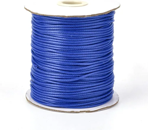 Miniatura 45 de Cordón de poliéster encerado coreano de 100 yardas, hilo de cordón trenzado beige para collar, cuerda de alambre de 0.079 pulgadas con carrete
