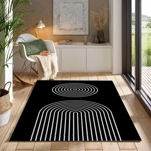 Miniatura 16 de Alfombra de área estampada azul, retro, envejecida, antideslizante, para interiores, sala de estar, lavable a máquina, transpirable para sala