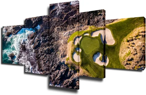 Miniatura 30 de Piezas de golf para decoración de pared, pinturas en blanco y negro, arte de pared para sala de estar, golf, deportes, obras de arte de 5 piezas