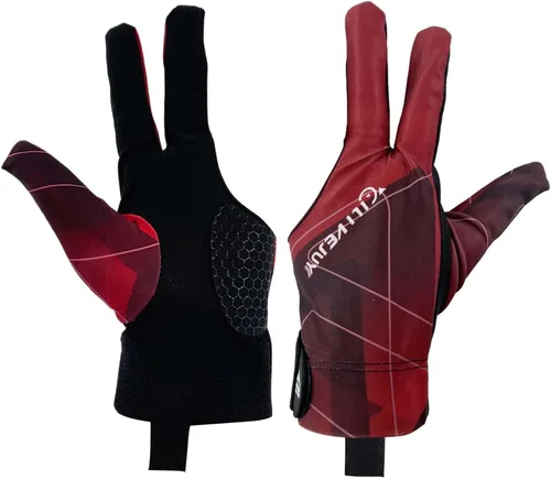Guante de piscina para mano izquierda, guantes de billar para mano izquierda 3 dedos Red