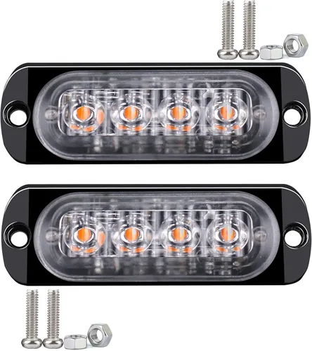 Miniatura 6 de Lámpara LED de advertencia intermitente lateral de 12-24 V, barra estroboscópica de emergencia (blanco, 4LED)
