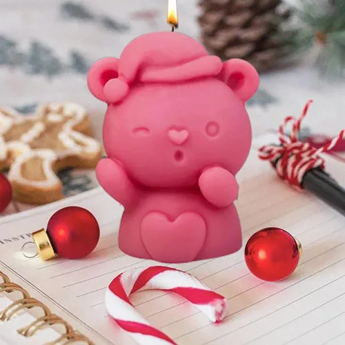 Miniatura 5 de Molde de silicona para sombrero de Navidad, corazón y muñeco de nieve, moldes de vela de oso de Navidad, muñeco de nieve para suministros de Estilo 3