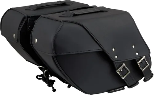 Miniatura 5 de Milwaukee Leather SH66901ZB - Alforjas medianas de PVC negro con 2 correas, colocación por encima, con ribetes reflectantes - Talla única