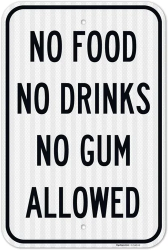 Miniatura 19 de Cartel de "No Food No Drinks No Gum Allowed", 10 x 7 pulgadas, calcomanías de vinilo de 4 mil, resistentes a la intemperie, fabricadas en Estados