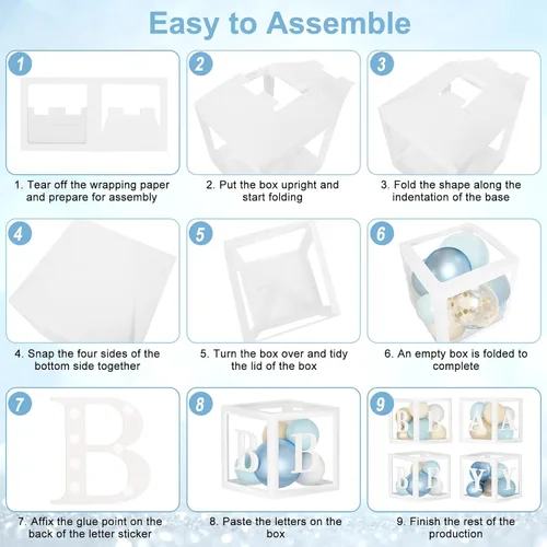 Miniatura 4 de 153 piezas de decoración de baby shower azul polvoriento para niño, kit de arco de globos azules con letra (A-Z+Bebé) para suministros de fiesta