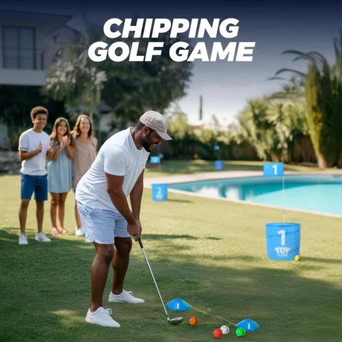 Miniatura 2 de TOY Life Juego de cubo de golf, juego de golf de 3 agujeros para adultos, familia y niños, campo de golf portátil con pelotas y bandera, juego