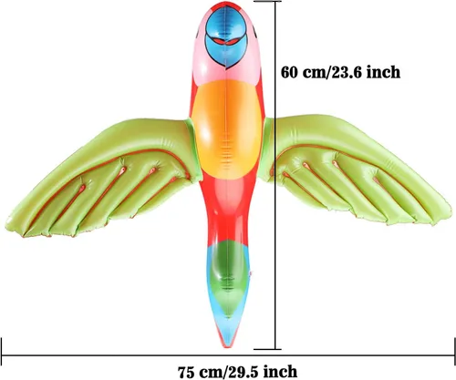 Miniatura 2 de 4 piezas inflables de loro volador inflables de animales de pájaros, decoración de fiesta de loro inflable para verano, tropical, hawaiano, fiesta