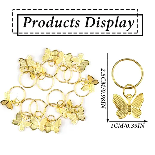 Miniatura 3 de NAISKA 20 accesorios para el cabello de mariposa, brazaletes, dijes y anillos de joyería para mujer (dorado)