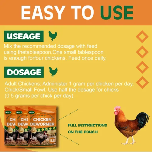 Miniatura 4 de Polvo Desparasitante para Pollos de Jmxu, Fórmula Natural de Desparasitante Avícola, Polvo Desparasitante para Gallinas Ponedoras, Suministros