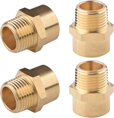 Paquete de 4 adaptadores de rosca hembra G 1/2 (BSP) a rosca macho US 1/2 NPT adaptador de tubería de latón, adaptador G a NPT conector convertidor