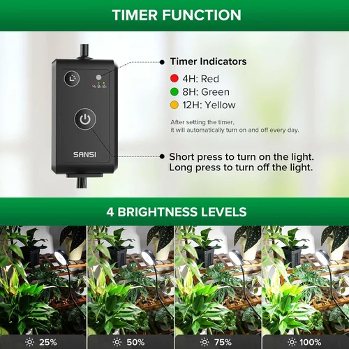 Miniatura 5 de SANSI Luces de cultivo para plantas de interior, luces regulables de 30 W para cultivo en interiores, 3 cabezales de 35 a 65 pulgadas, soporte