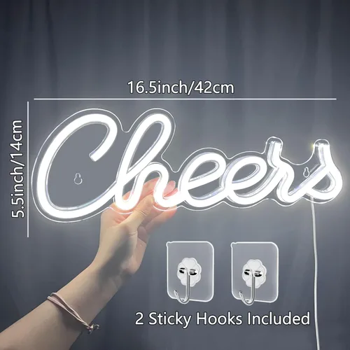 Miniatura 6 de Letrero de neón Cheers para decoración de pared, letrero de luz de neón LED para bar, letrero de neón USB alimentado para decoración de pared