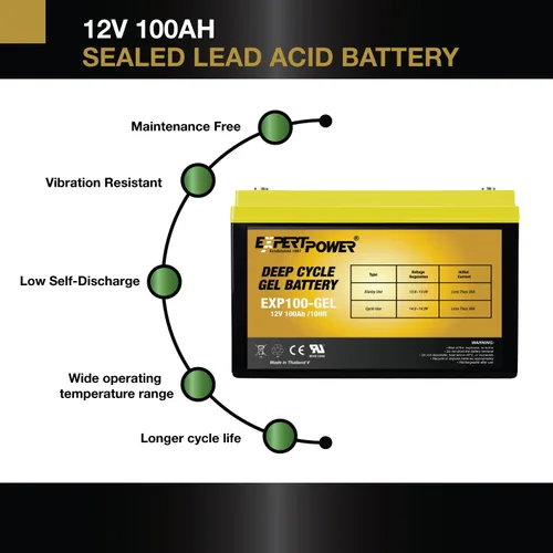 Miniatura 4 de ExpertPower EXP-100 GEL - Batería solar recargable de 12 V 100 Ah para sistema de paneles solares, remolque de viaje, RV, casa, motor de arrastre