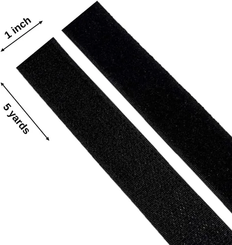 Miniatura 2 de Cinta de gancho y bucle negra de 1 pulgada de ancho para coser, no adhesiva, de 5 yardas de largo, de nylon, cinta de gancho y bucle para tela, Negro