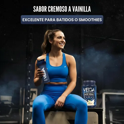 Miniatura 5 de Vega Sport proteína en polvo vegana + recuperación - 30g de proteína a base de plantas por porción, vainilla, 20 porciones, 5g de BCAA, probióticos