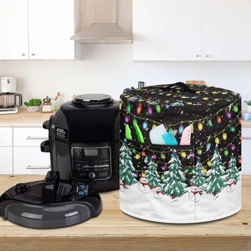 Miniatura 3 de Gomyblomy Funda para freidora de aire para árbol de Navidad, protector lavable para olla de arroz con asa y bolsillo, elegante y duradera, cubierta