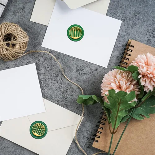 Miniatura 5 de CRASPIRE Sello de cera con diseño de bosque de árboles, 3D, con mango de madera retro para sobres, invitaciones de carta, boda, cumpleaños, fiesta