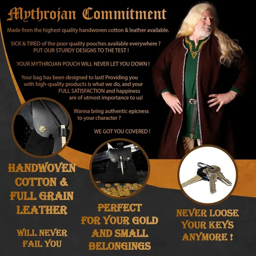 Miniatura 2 de Mythrojan Riñonera medieval de piel pequeña LARP Renaissance