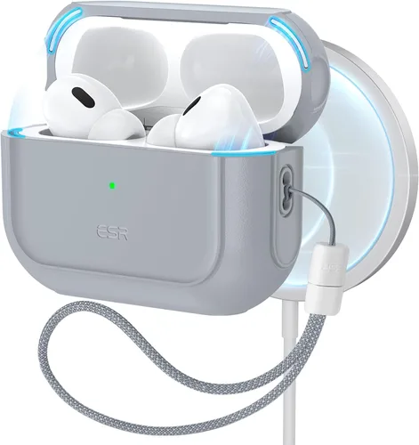 ESR Funda para Estuche de AirPods Pro 2, Compatible con Estuche de AirPods Pro de 2ª / 1ª Generación (2023/2022/2019), Compatible con MagSafe, Gris